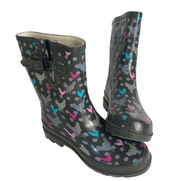 Western Chief Women's Polka Poultry Mid Calf Rain Boots NWT sz 9 - Picture 1 of 8